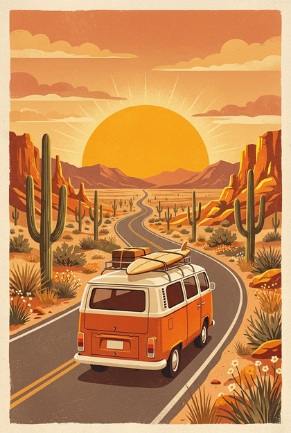 Affiche Chambre Ado Van Road Trip - Poster Aventure
