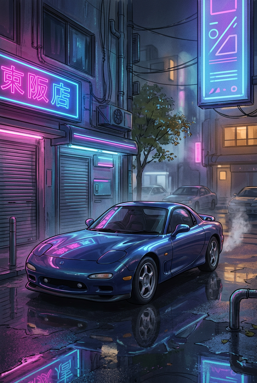 Affiche Chambre Ado Voiture Rétro Nuit - Poster JDM