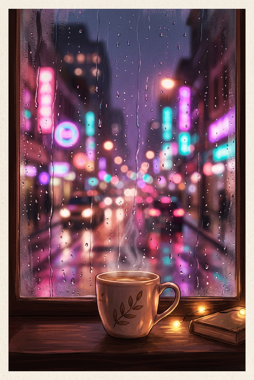 Affiche Chambre Ado Fenêtre sur la Pluie - Poster Cosy