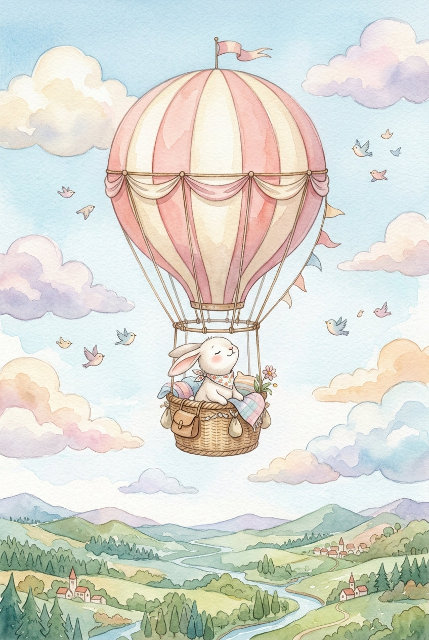 Affiche Chambre Bébé Montgolfière - Poster Voyage