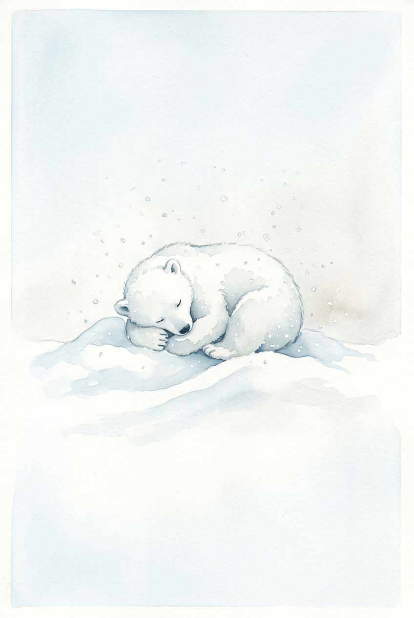 Affiche Chambre Bébé Ourson Polaire - Poster Aquarelle