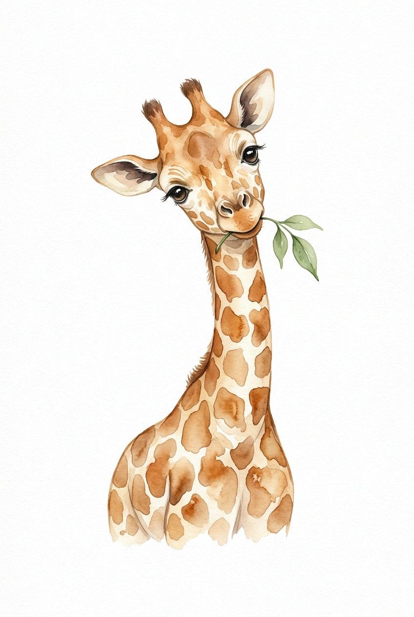 Affiche Chambre Bébé Girafe - Poster Aquarelle