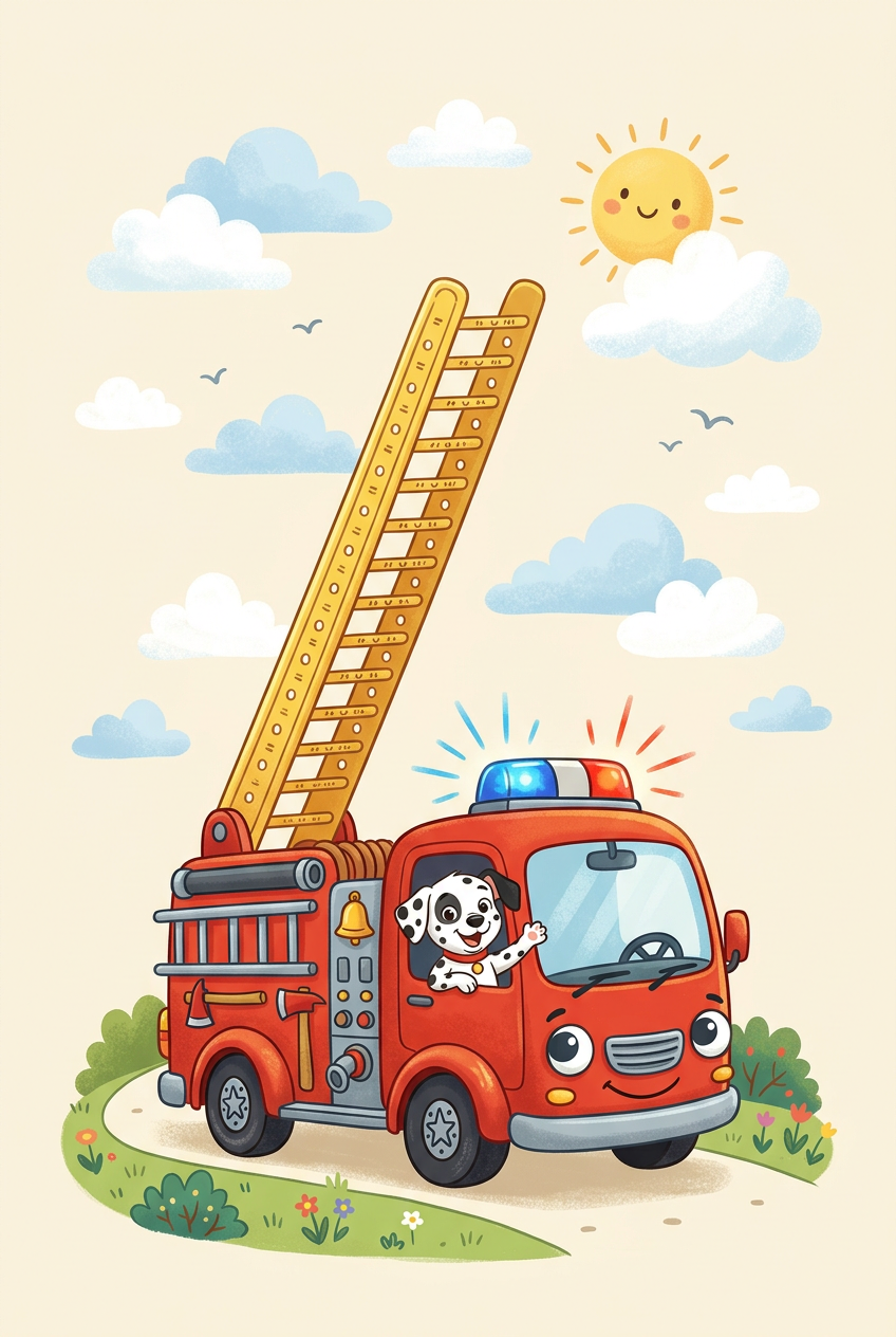 Affiche Chambre Enfant Camion de Pompiers - Poster Pompiers