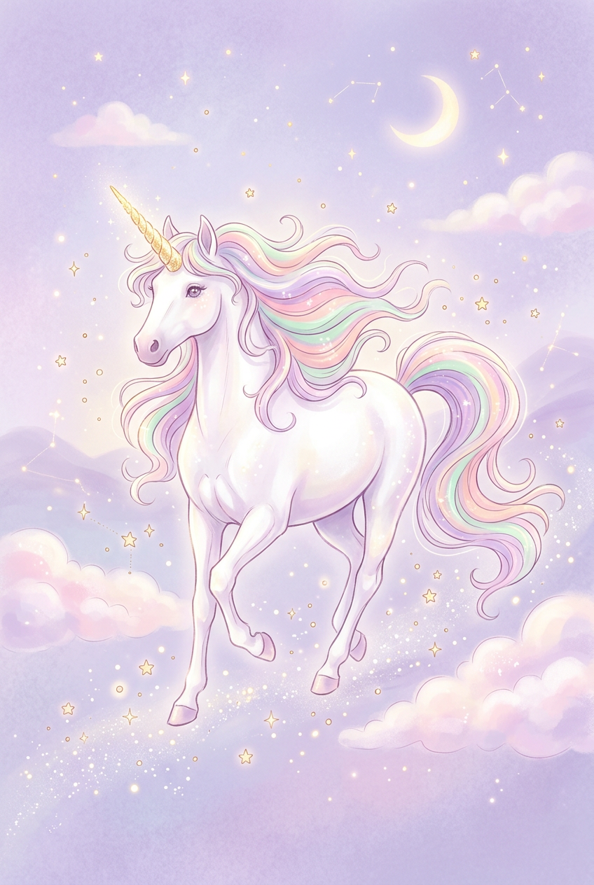 Affiche Chambre Enfant Licorne Magique - Poster Féerique