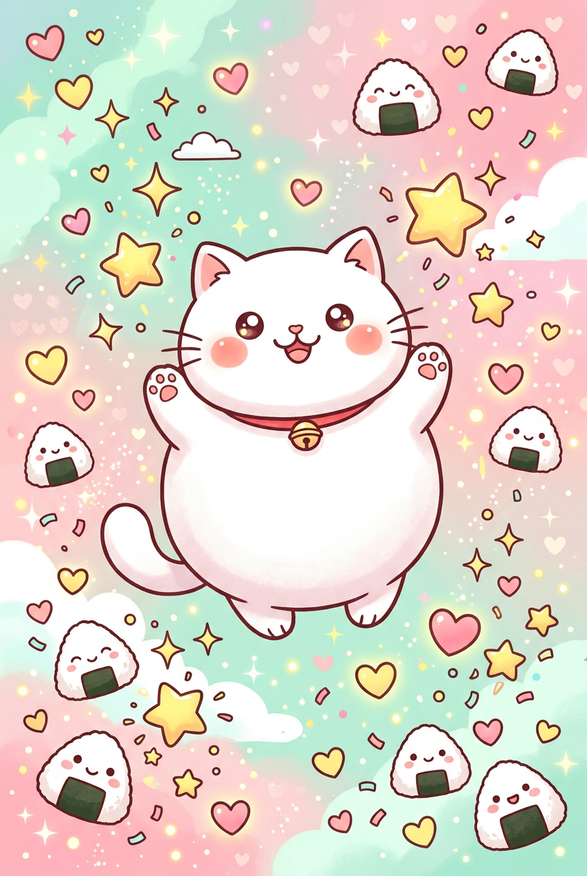 Affiche Chambre Enfant Chat Kawaii - Poster Kawaii