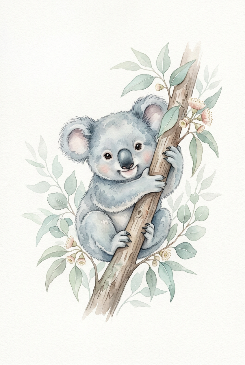 Affiche Chambre Bébé Koala - Poster Aquarelle