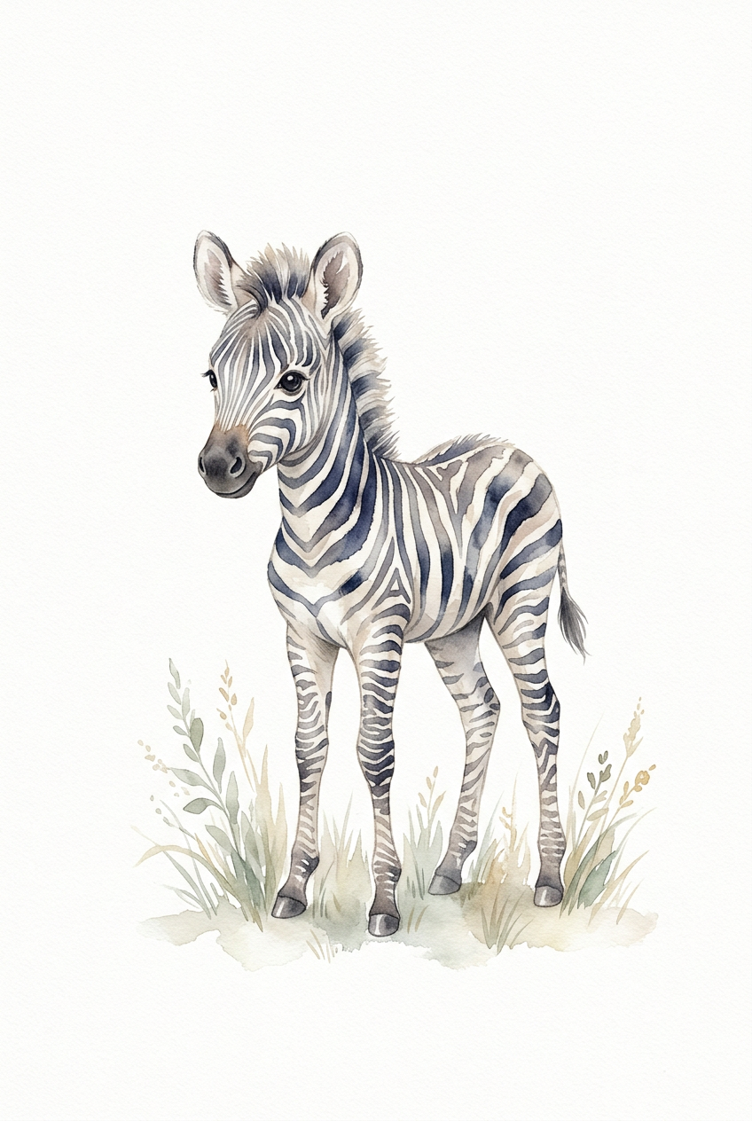 Affiche Chambre Bébé Zèbre - Poster Aquarelle