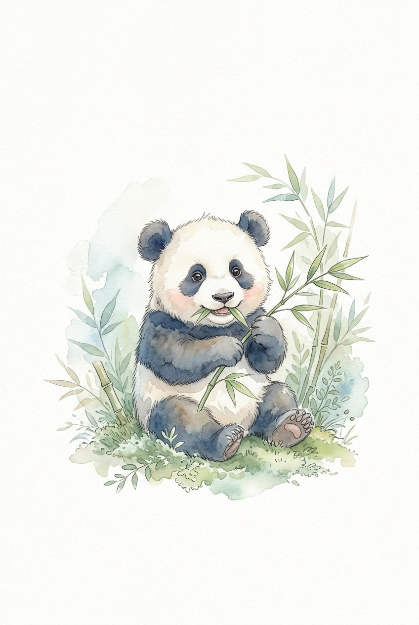 Affiche Chambre Bébé Panda - Poster Aquarelle