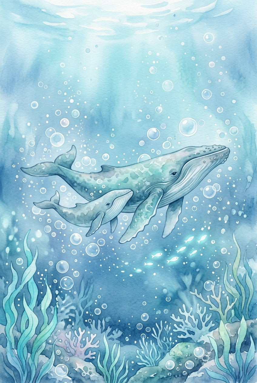 Affiche Chambre Enfant Baleine - Poster Océan