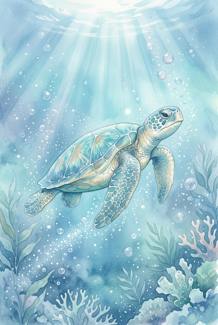 Affiche Chambre Enfant Tortue de Mer - Poster Océan