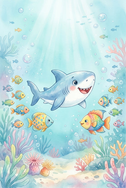 Affiche Chambre Enfant Requin Gentil - Poster Océan