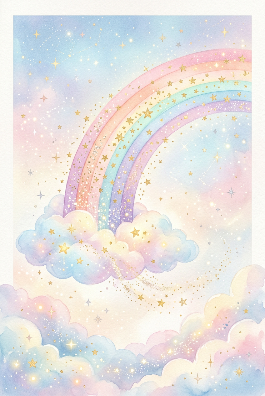 Affiche Chambre Enfant Arc-en-Ciel Étoilé - Poster Féerique