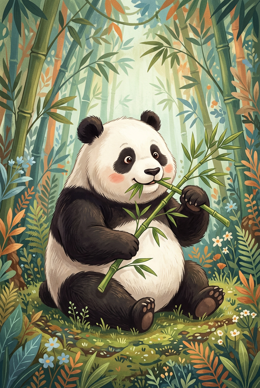 Affiche Chambre Enfant Panda Zen - Poster Savane