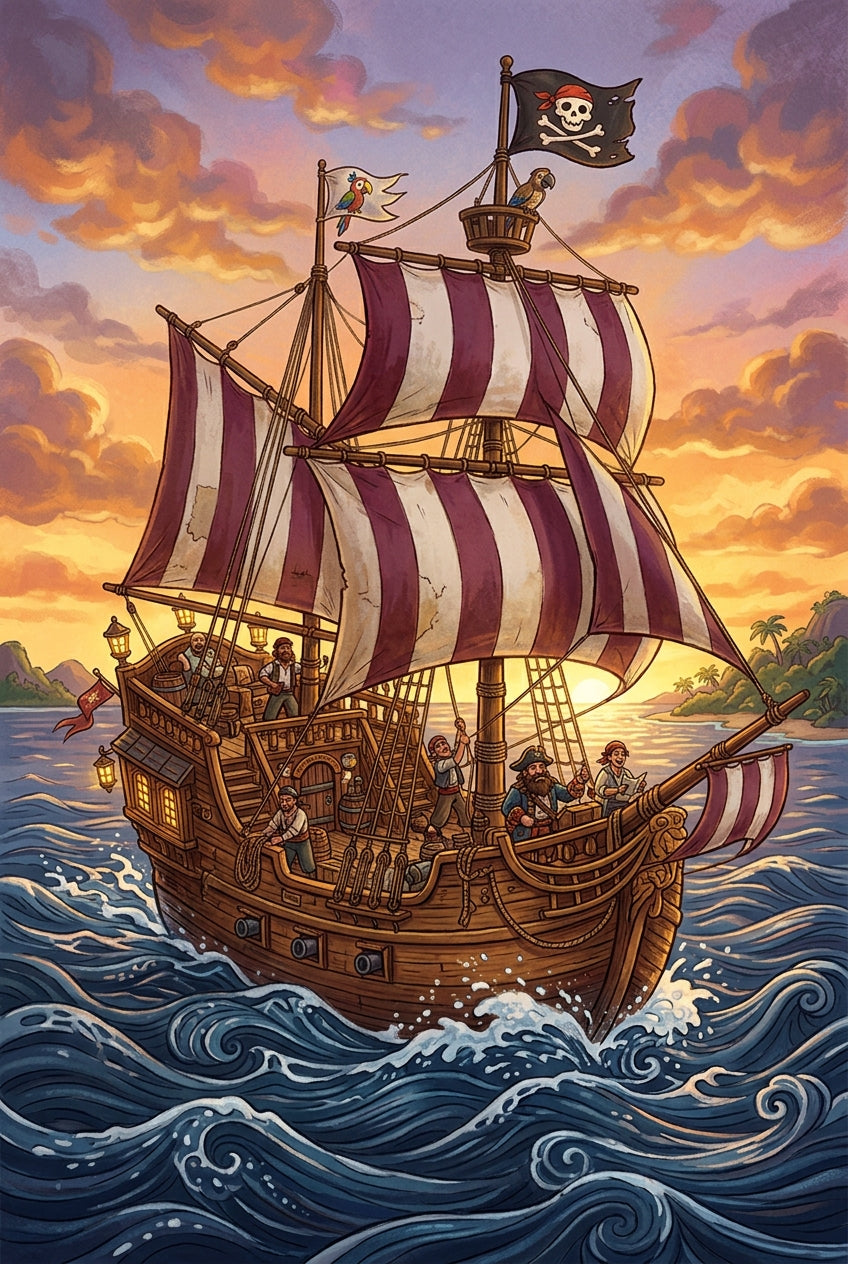 Affiche Chambre Enfant Bateau Pirate - Poster Aventure