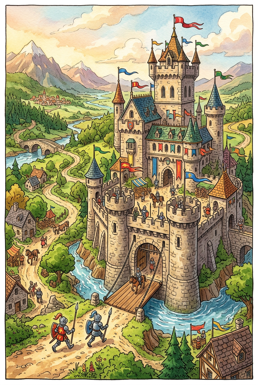 Affiche Chambre Enfant Château Fort - Poster Aventure