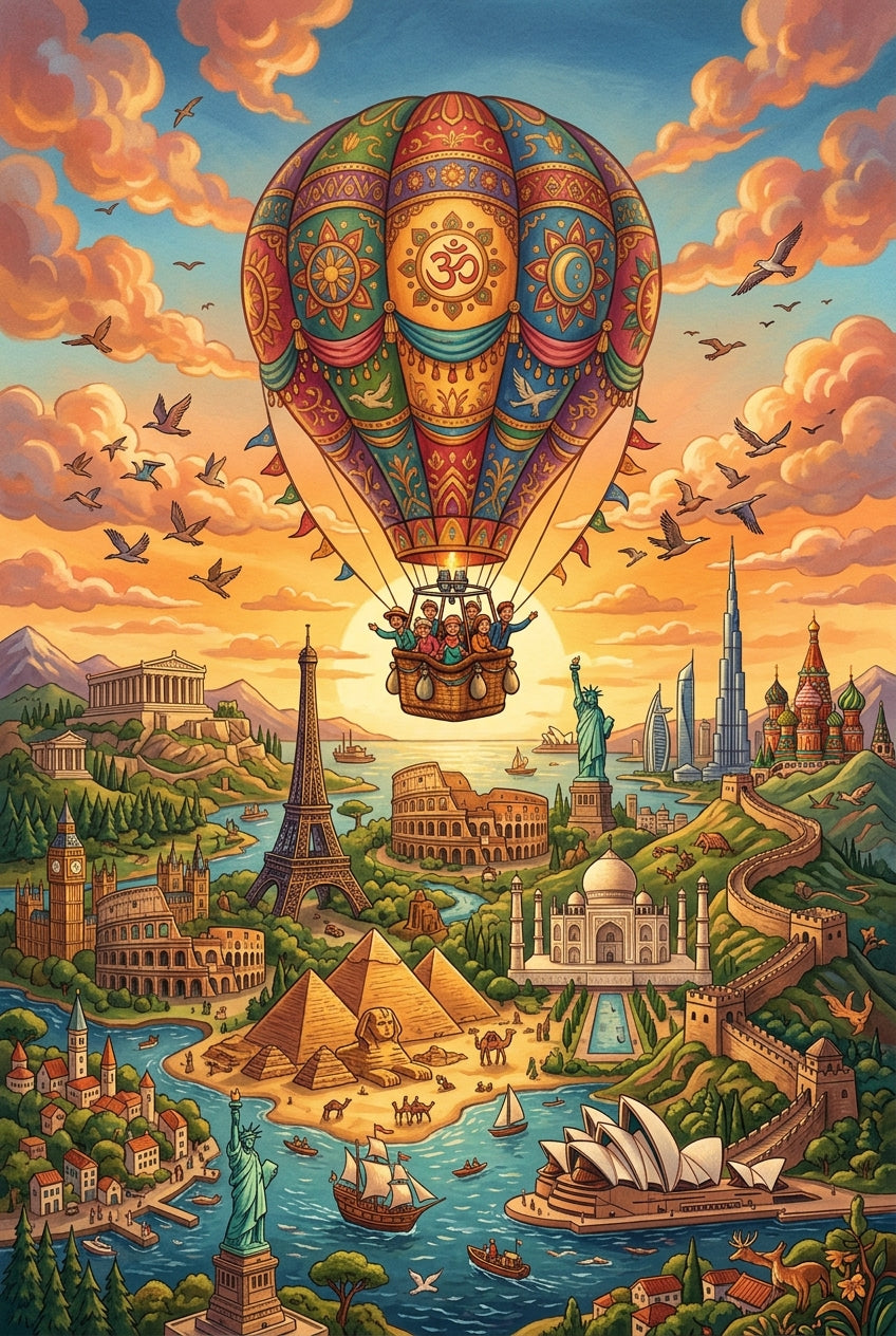 Affiche Chambre Enfant Tour du Monde - Poster Aventure