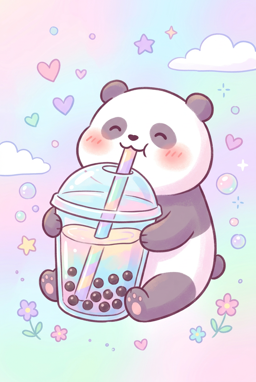 Affiche Chambre Enfant Panda Kawaii - Poster Kawaii