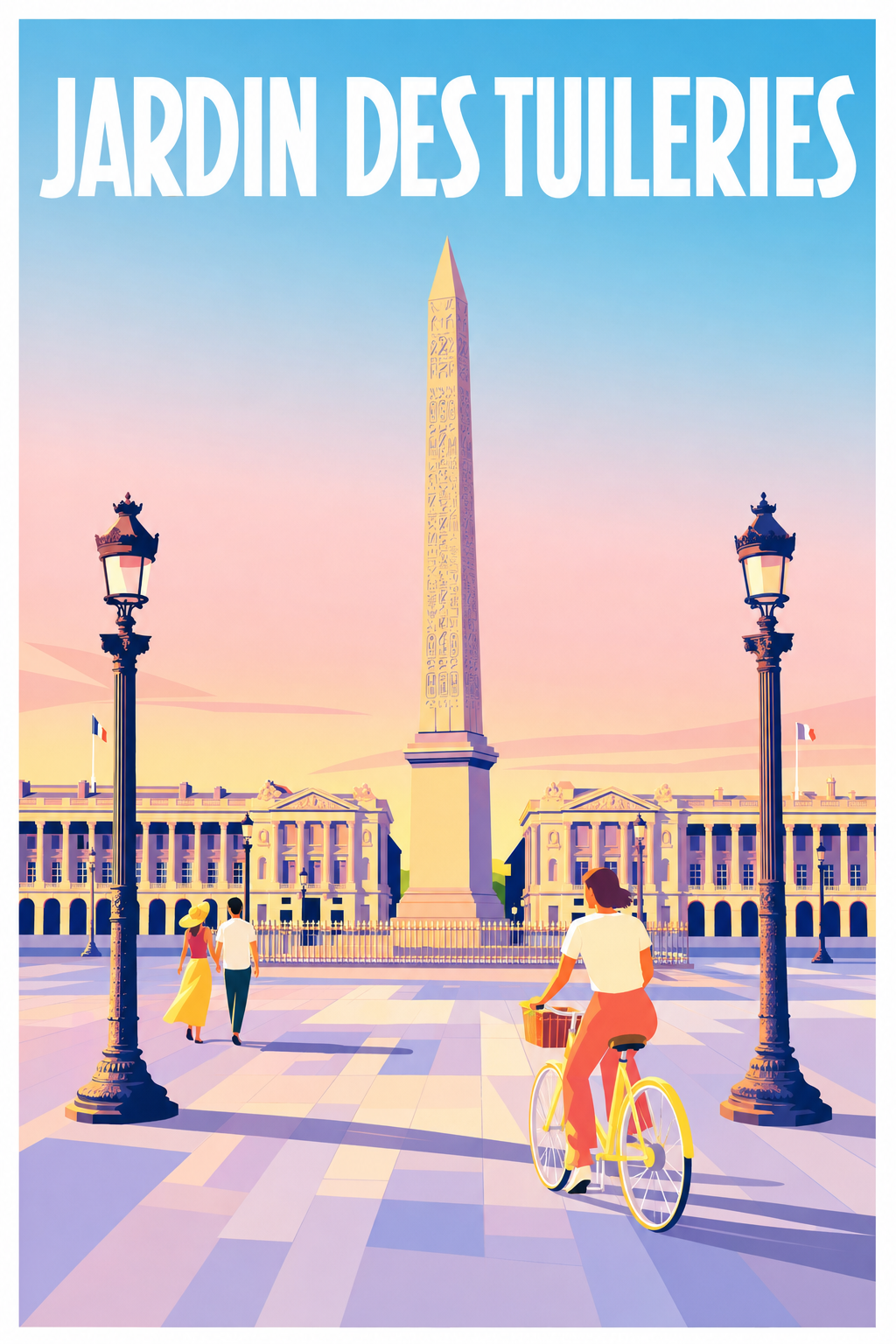 Affiche du Jardin des Tuileries, poster Obélisque