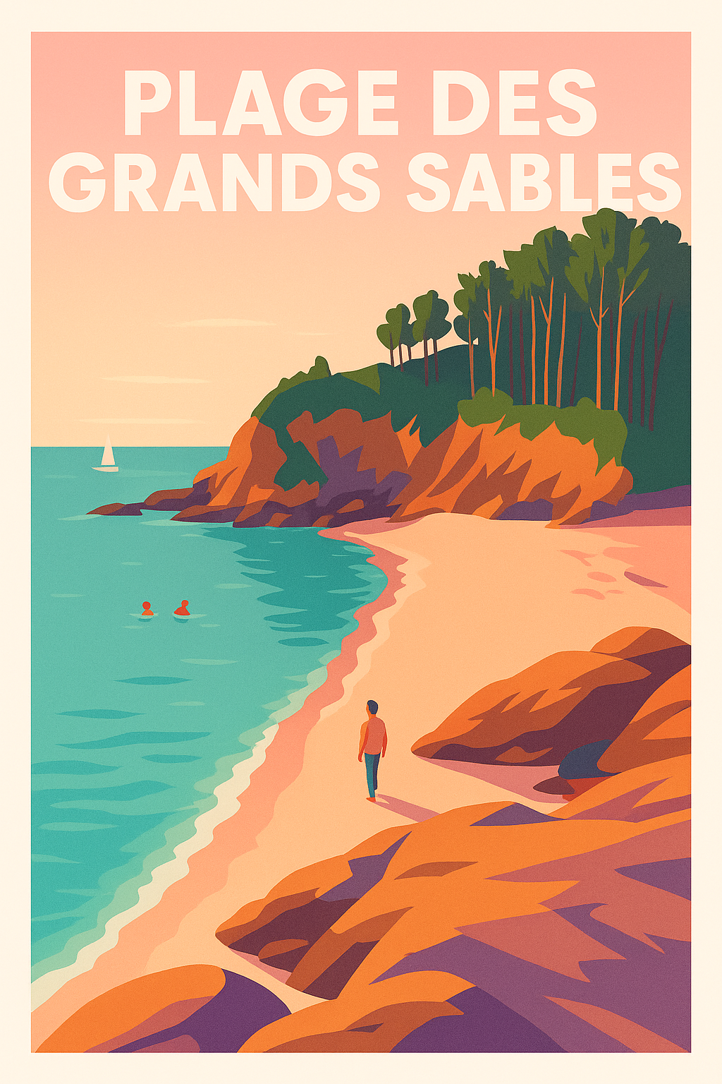 Affiche de Plage des Grands Sables - L'éclat vintage de l'île de Groix