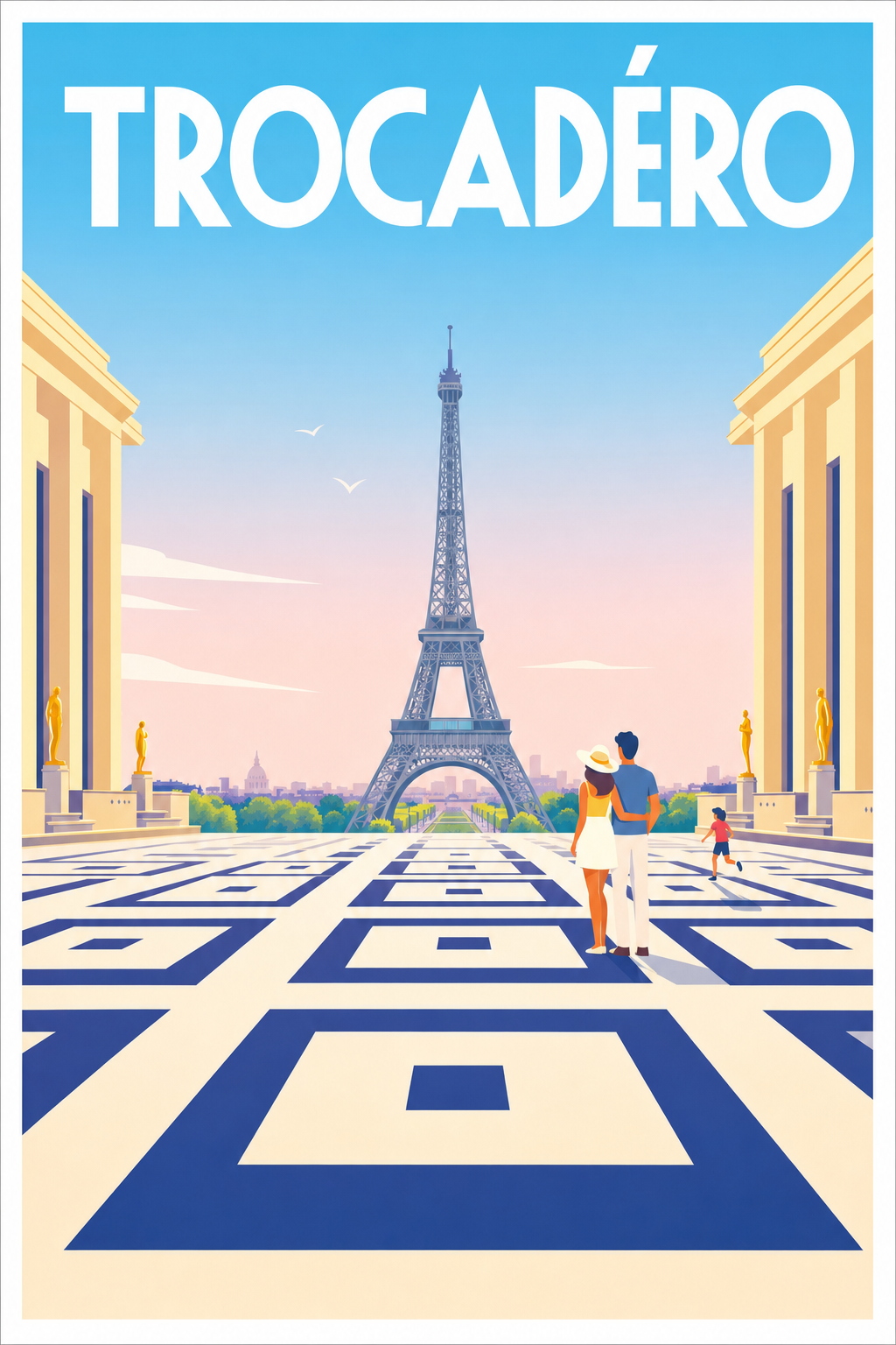 Affiche du Trocadéro, poster Paris Tour Eiffel