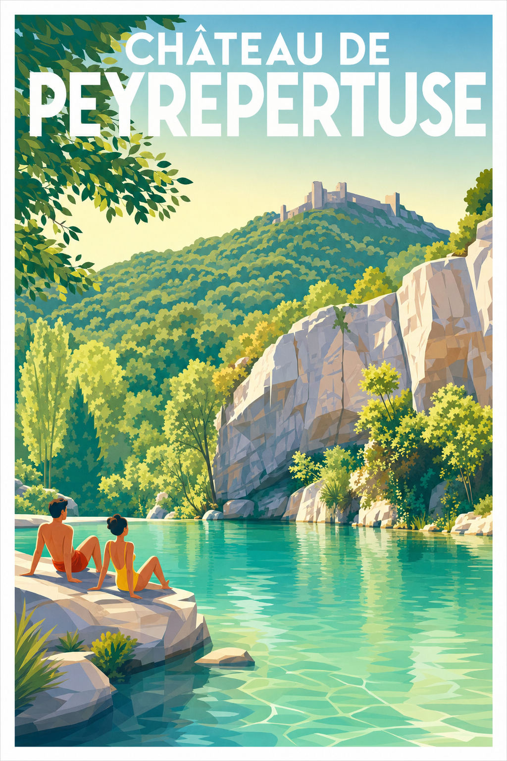 Affiche de Peyrepertuse, poster paysage d'Aude