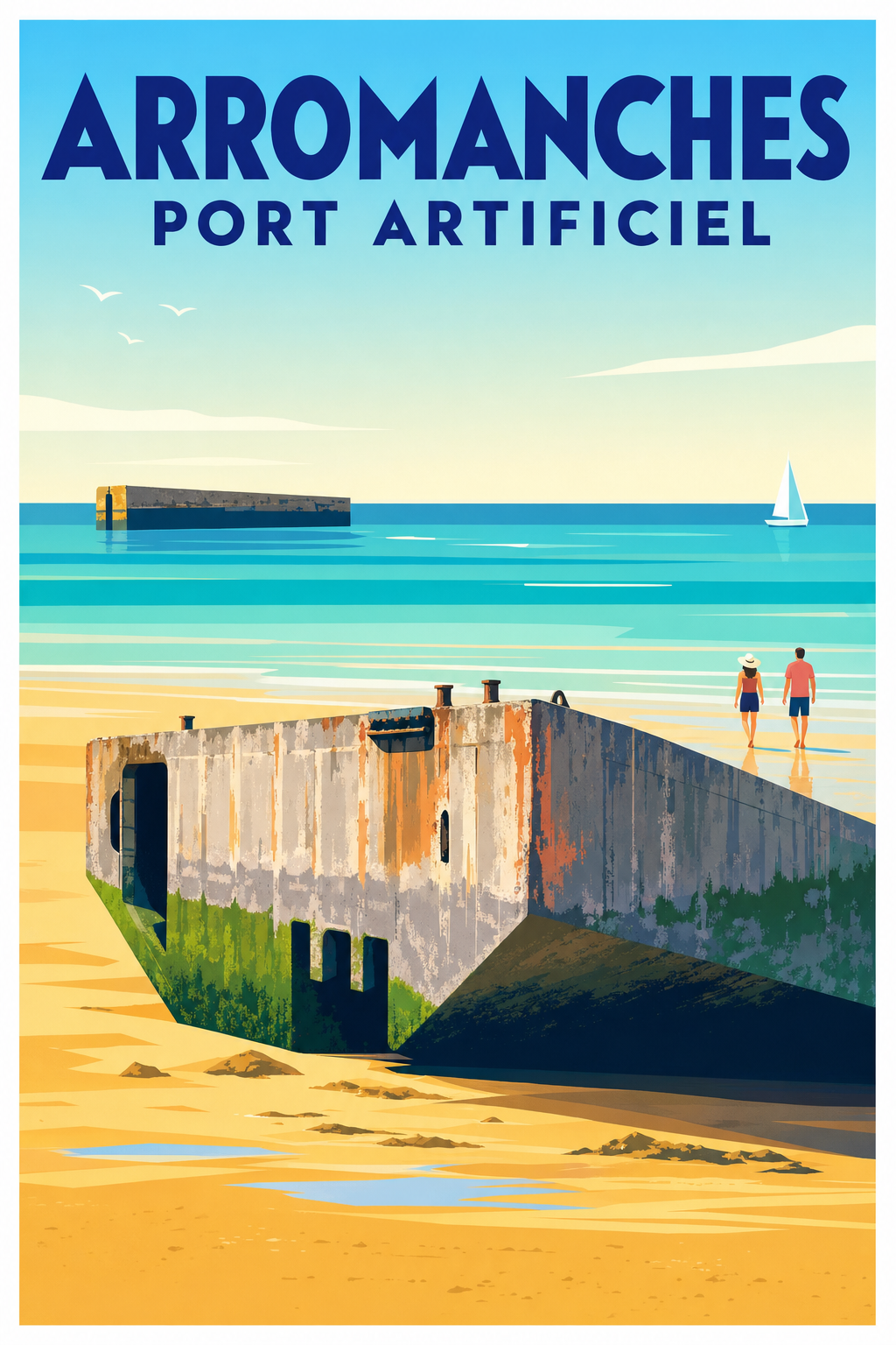 Affiche Arromanches, port artificiel