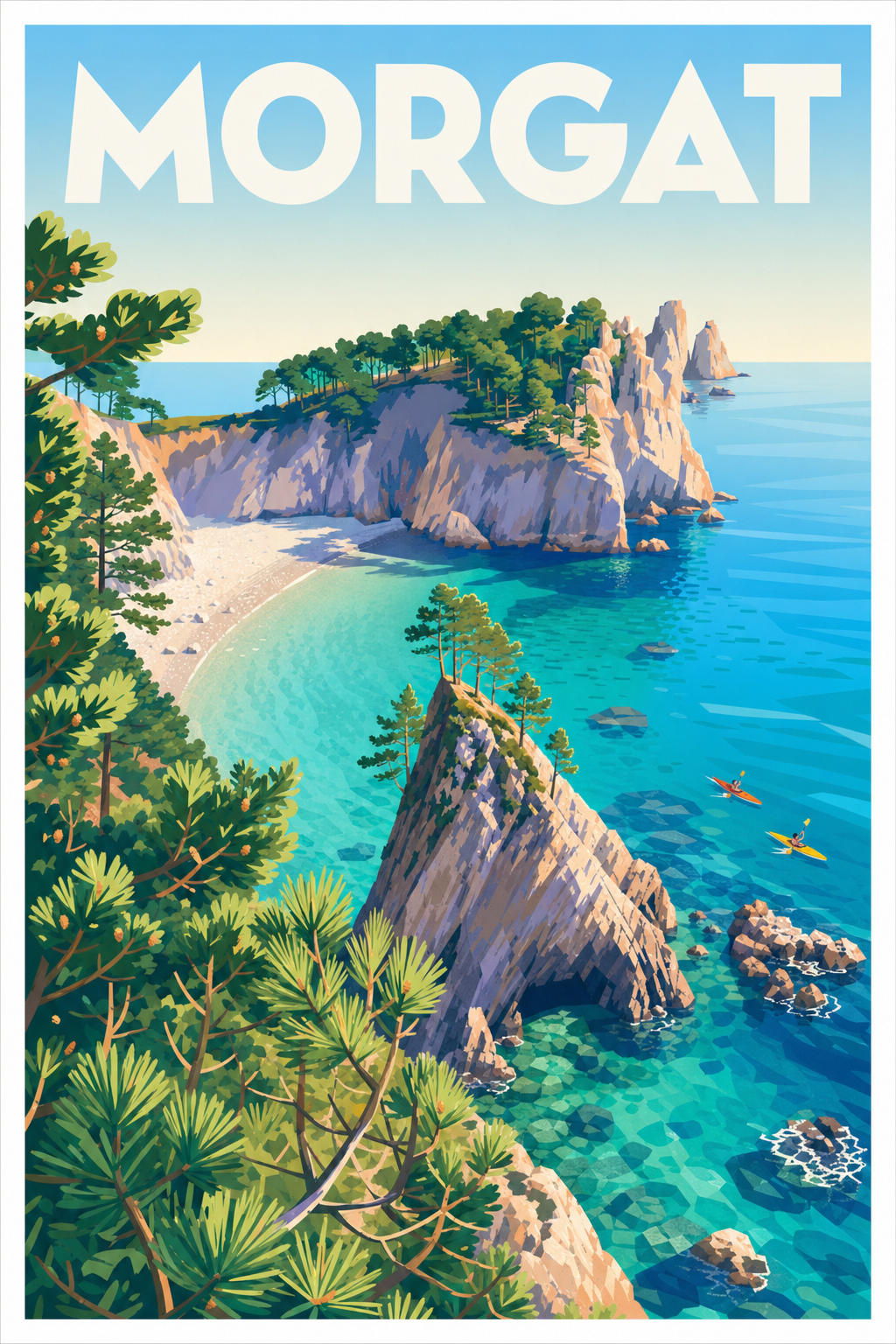 Affiche de Morgat, poster crique de l'Île Vierge