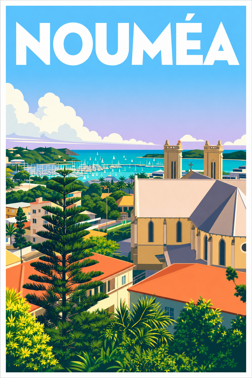Affiche de Nouméa, poster cathédrale Saint Joseph