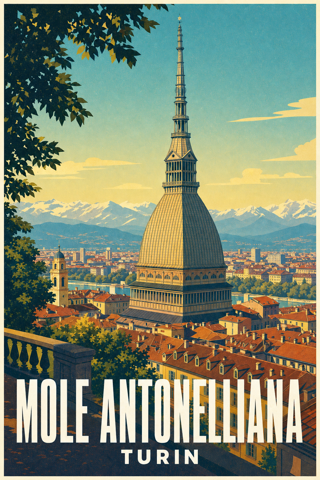 Poster de la Mole Antonelliana, Turin style vintage