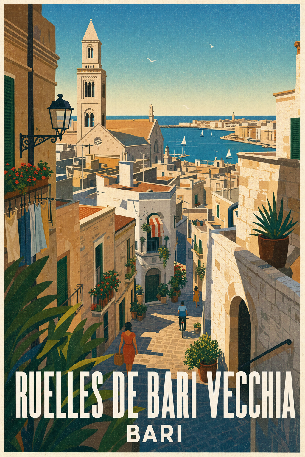 Affiche de Bari Vecchia, poster ruelles d'Italie