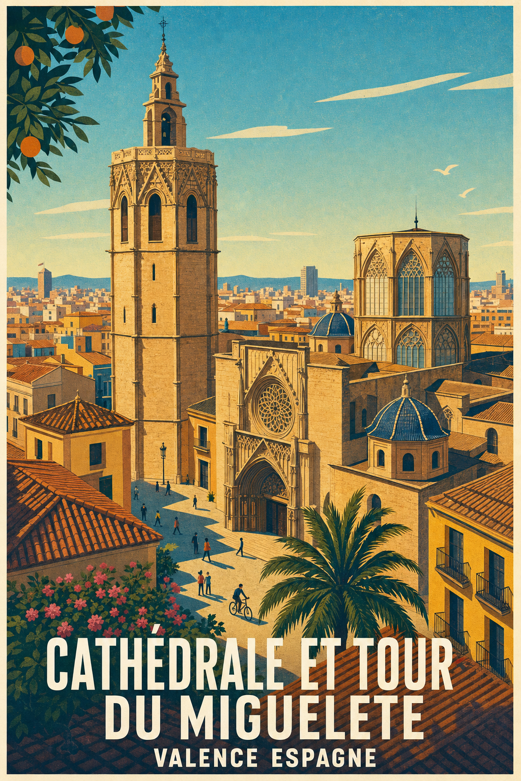 Affiche de Valence, poster tour du Miguelete