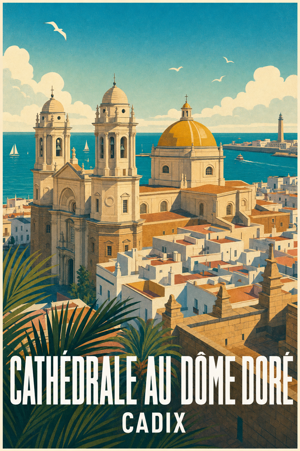 Affiche de Cadix, cathédrale au dôme doré