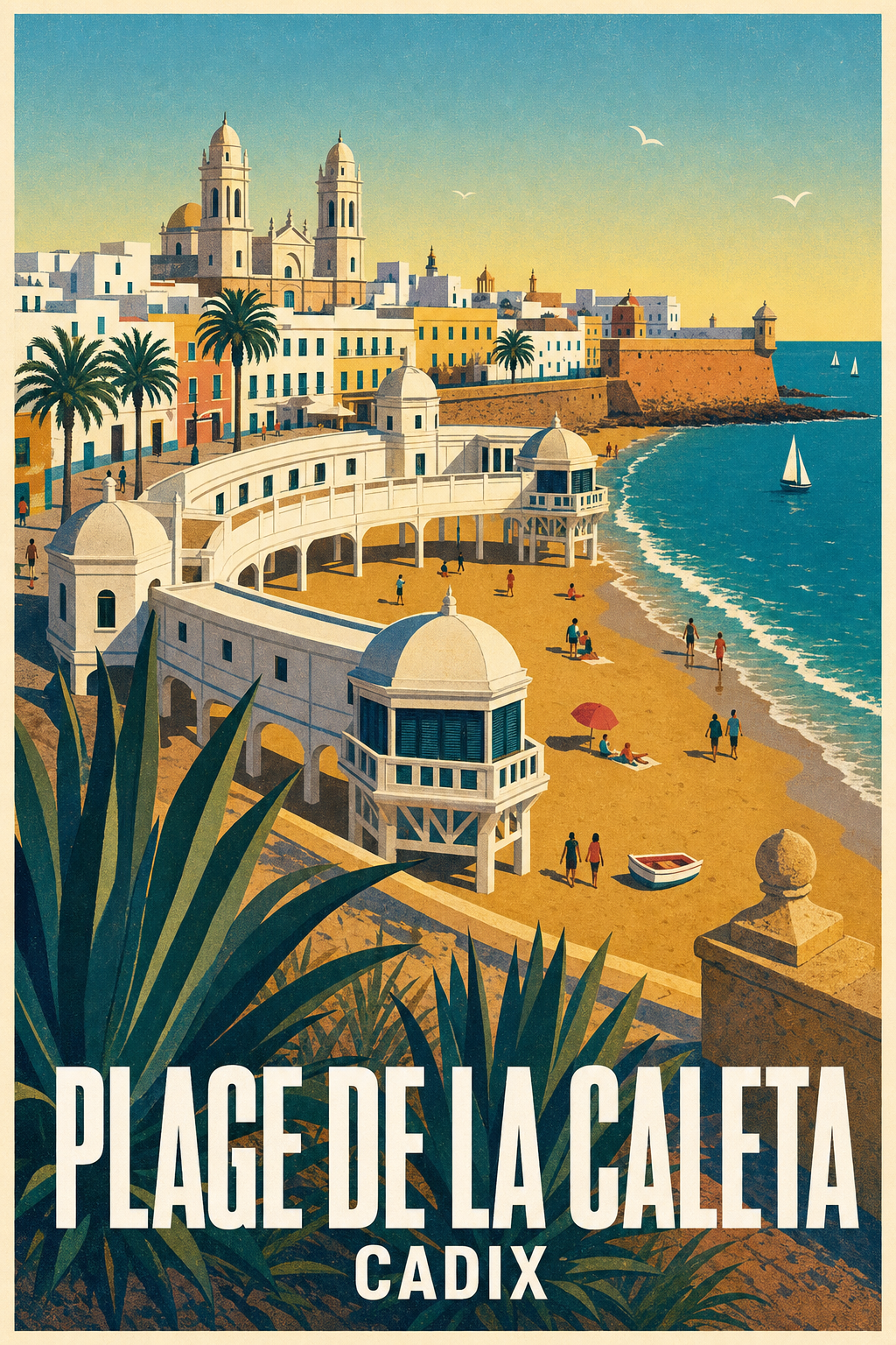 Affiche de la plage de La Caleta, poster de Cadix