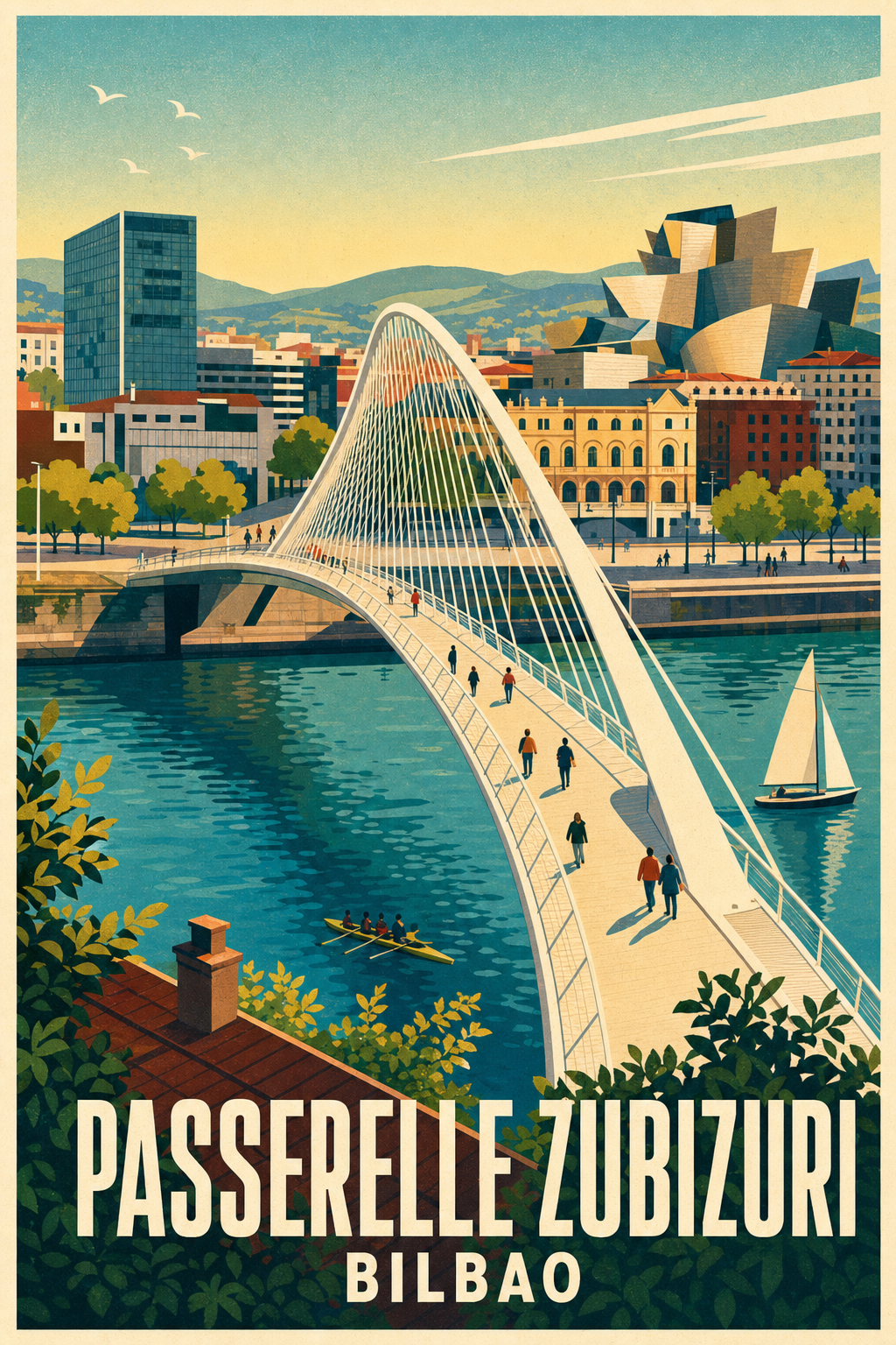 Affiche de Bilbao, poster Passerelle Zubizuri