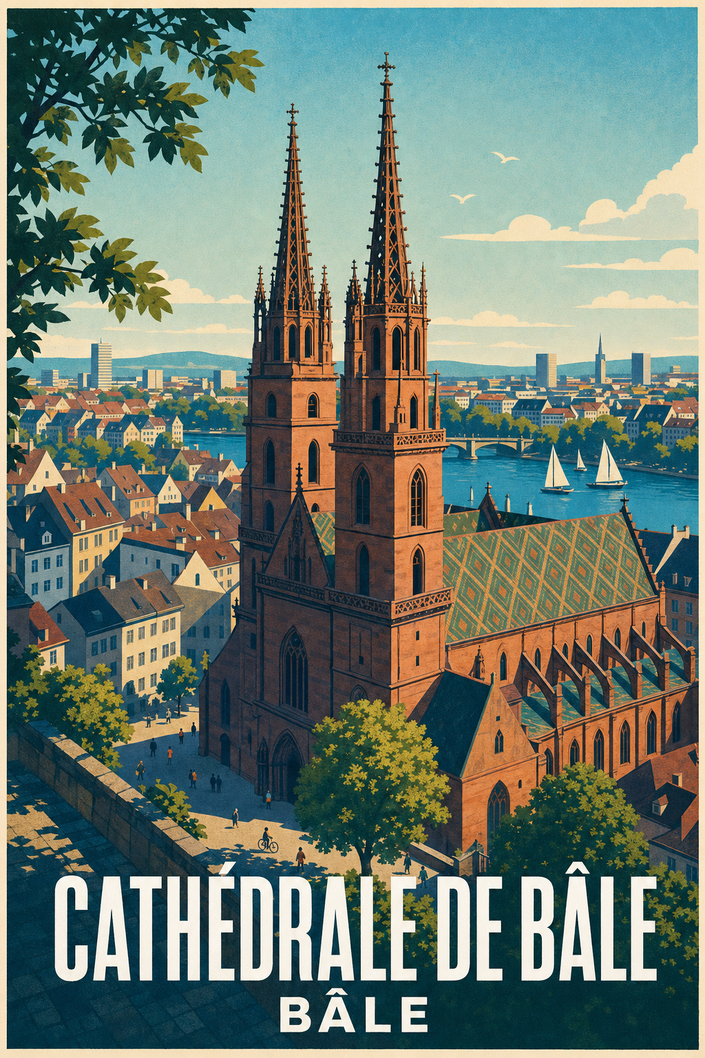 Poster de la Cathédrale de Bâle, poster toit coloré