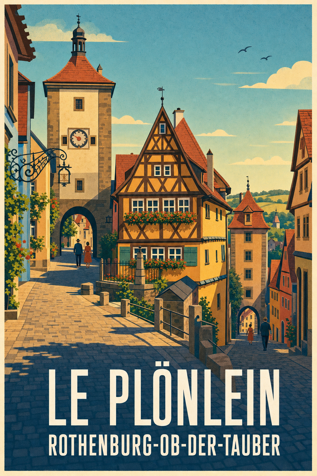 Affiche de Rothenburg, poster Le Plönlein