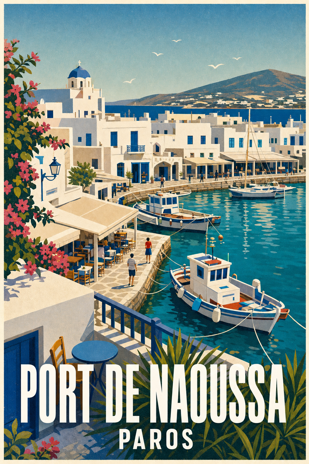 Affiche du Port de Naoussa, poster Paros