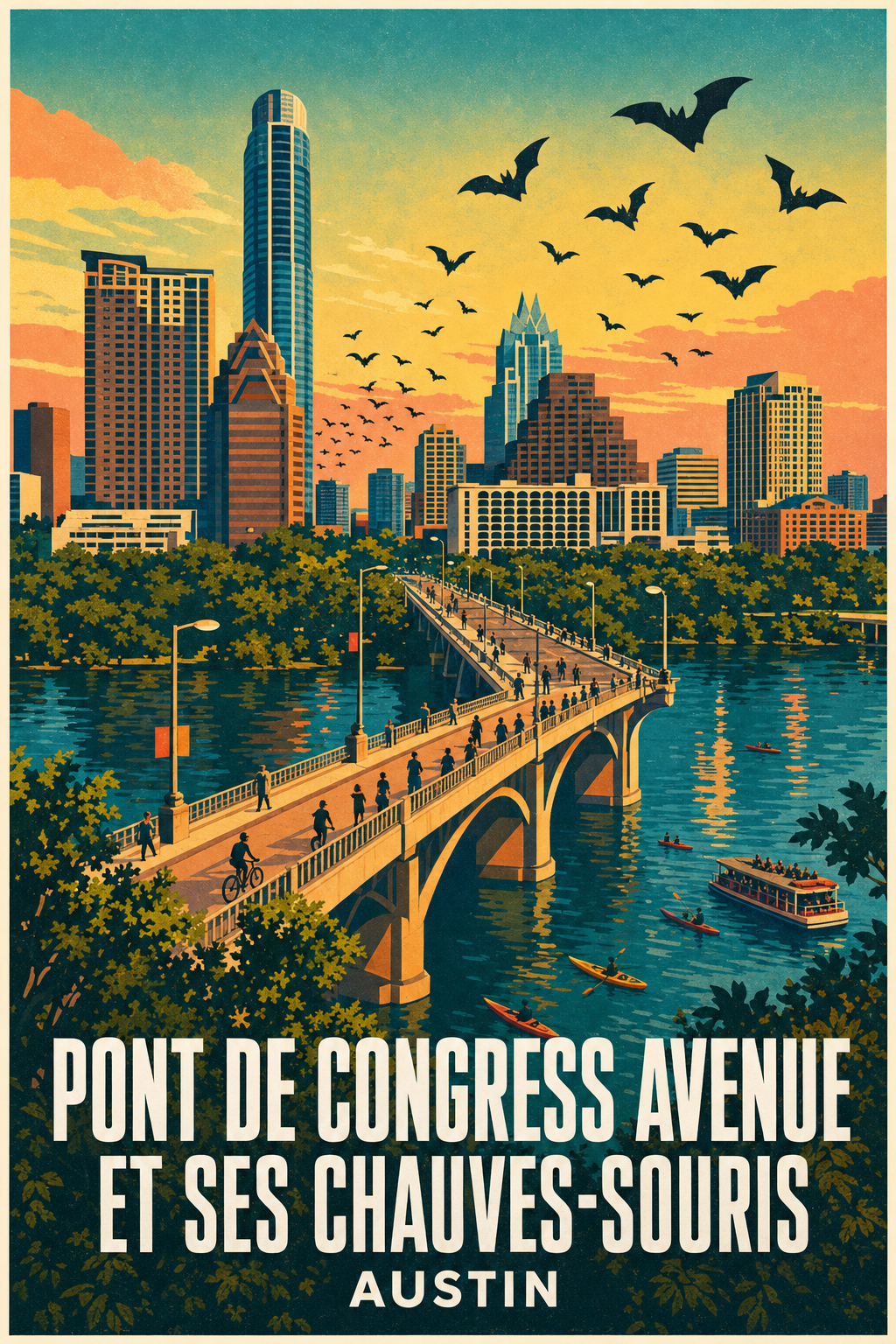 Poster d'Austin, le pont de Congress Avenue