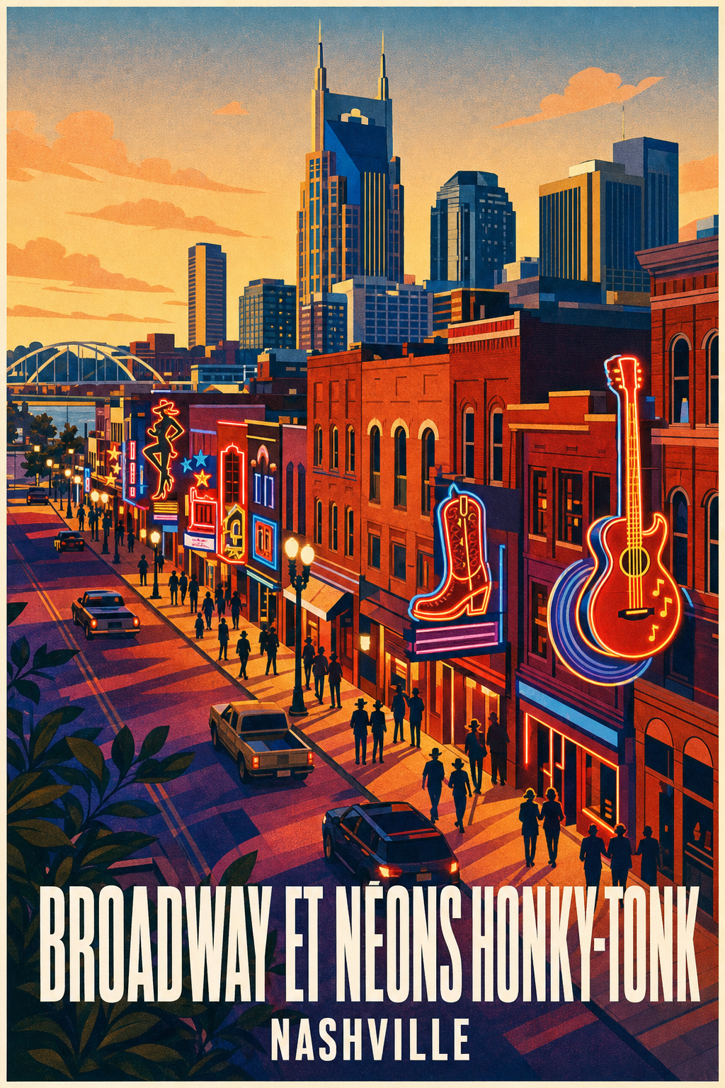 Affiche de Nashville, poster néons de Broadway