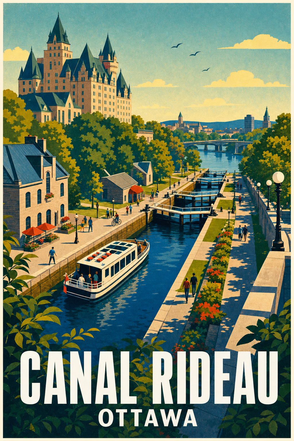Affiche du Canal Rideau, poster Ottawa vintage