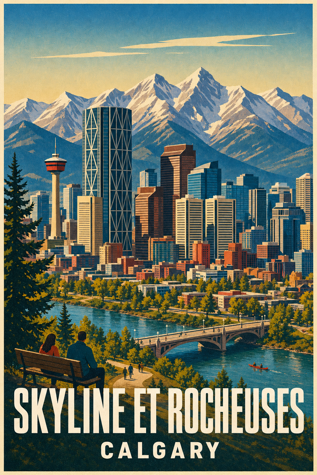 Affiche de Calgary, poster skyline et Rocheuses