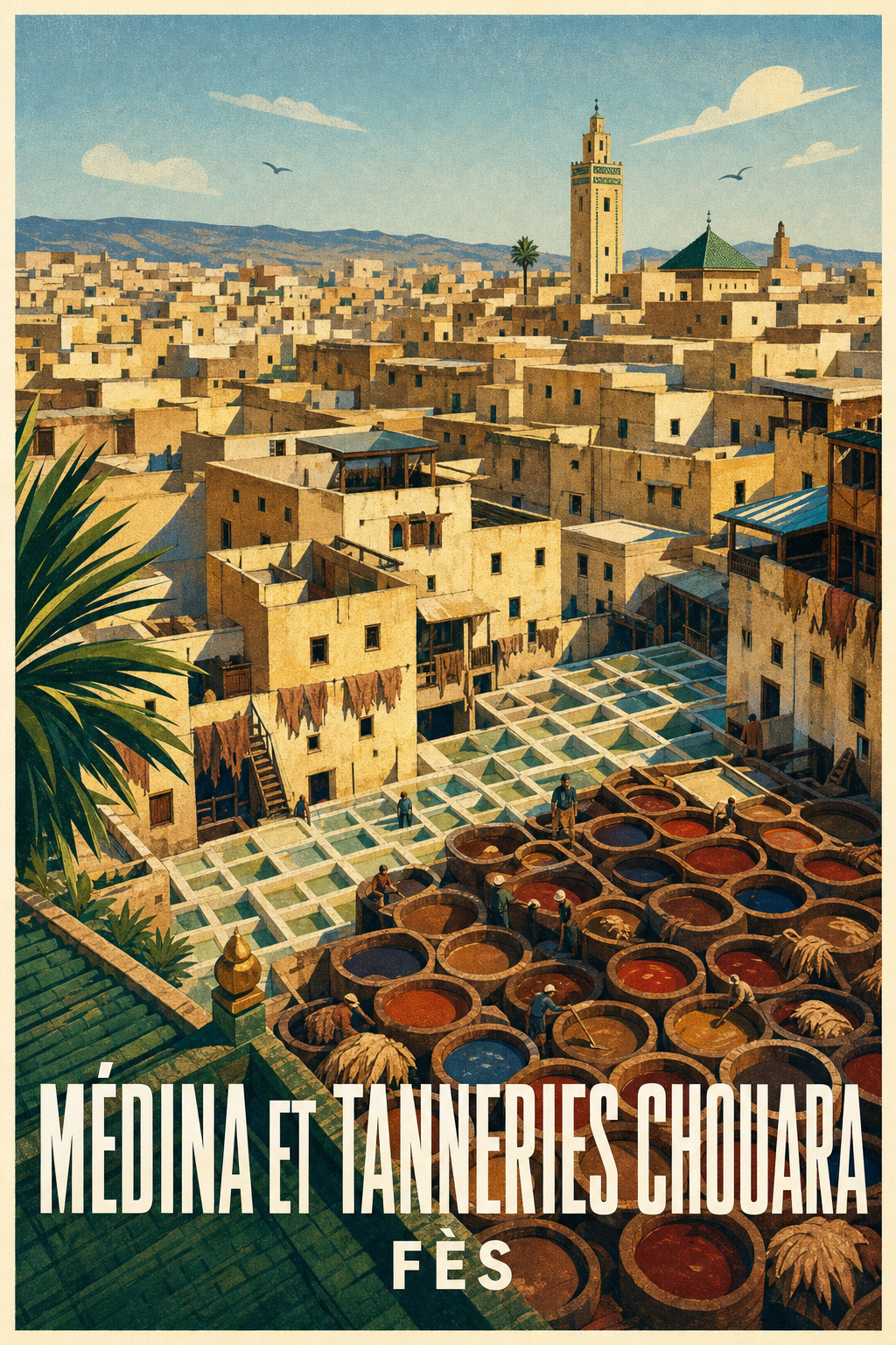 Affiche de Fès, poster tanneries Chouara