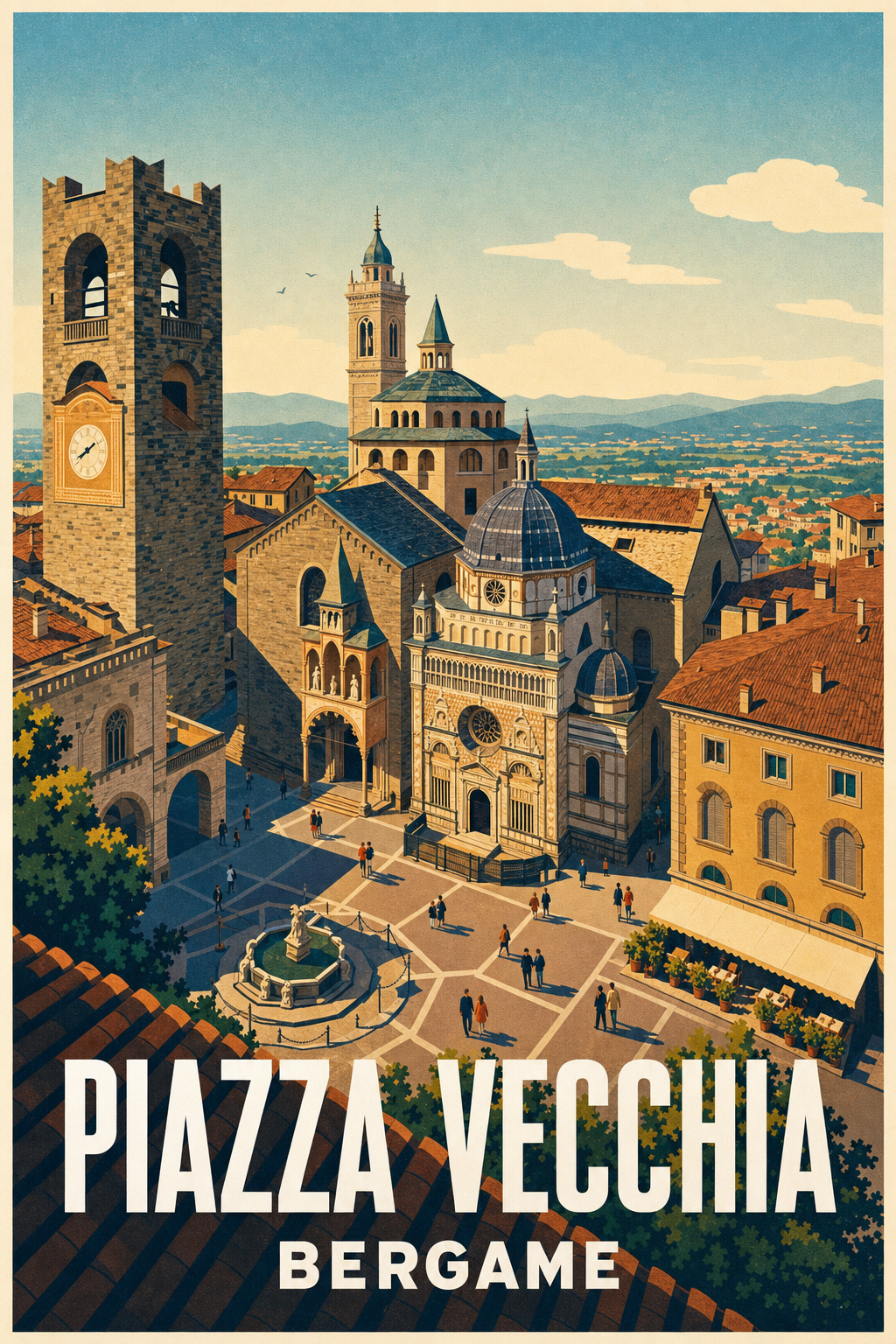 Affiche de Bergame, poster Piazza Vecchia