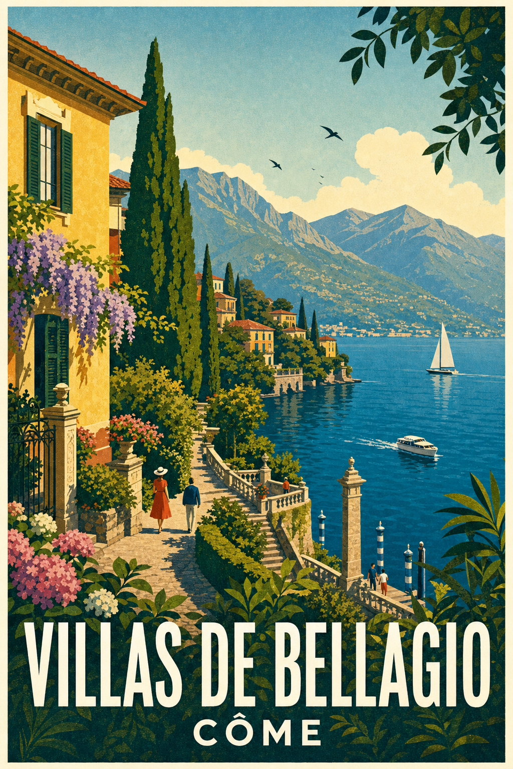 Affiche des Villas de Bellagio, poster Lac de Côme