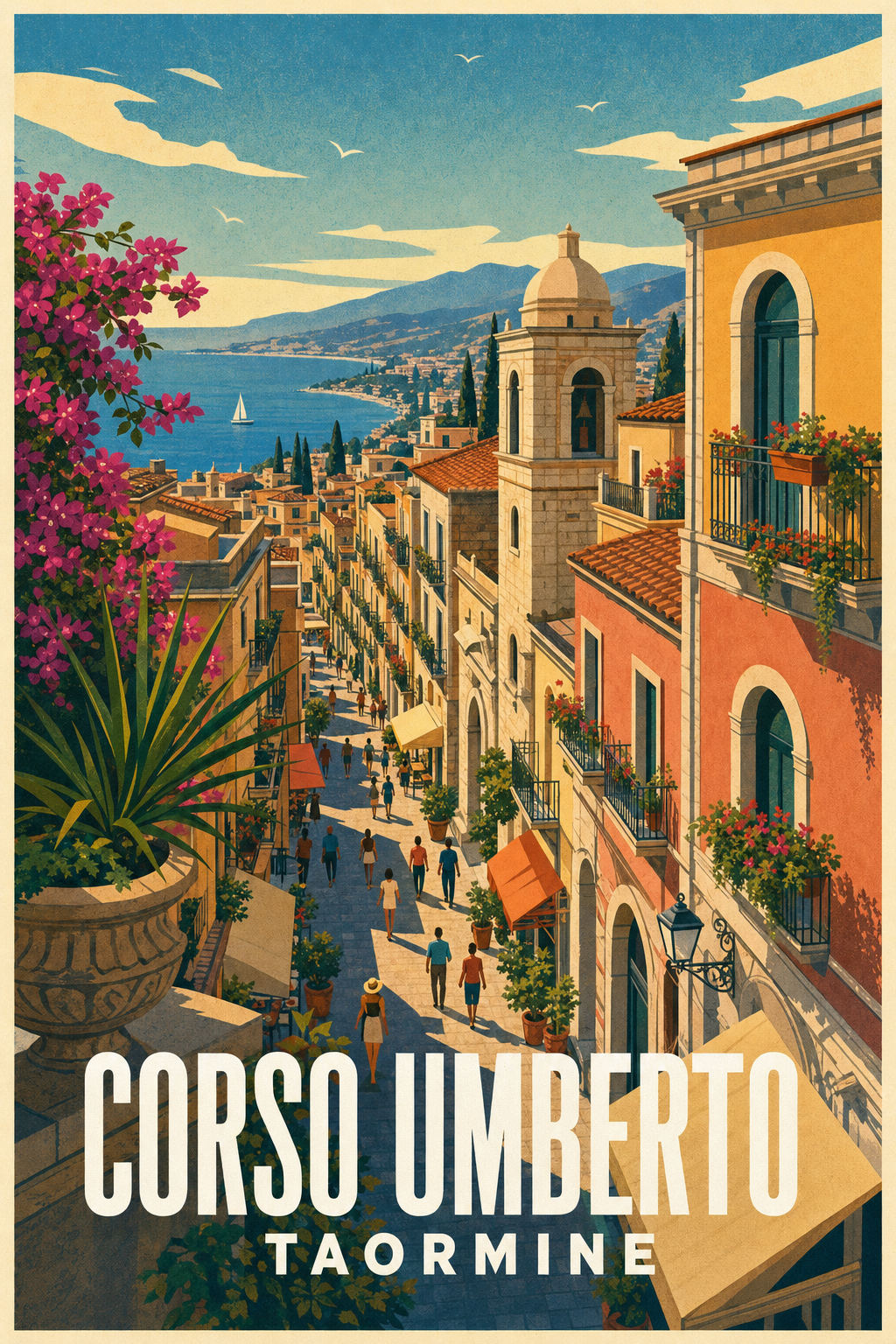 Affiche de Taormine, poster Corso Umberto