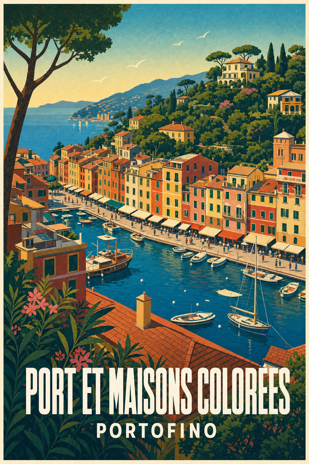 Affiche de Portofino, maisons colorées d'Italie