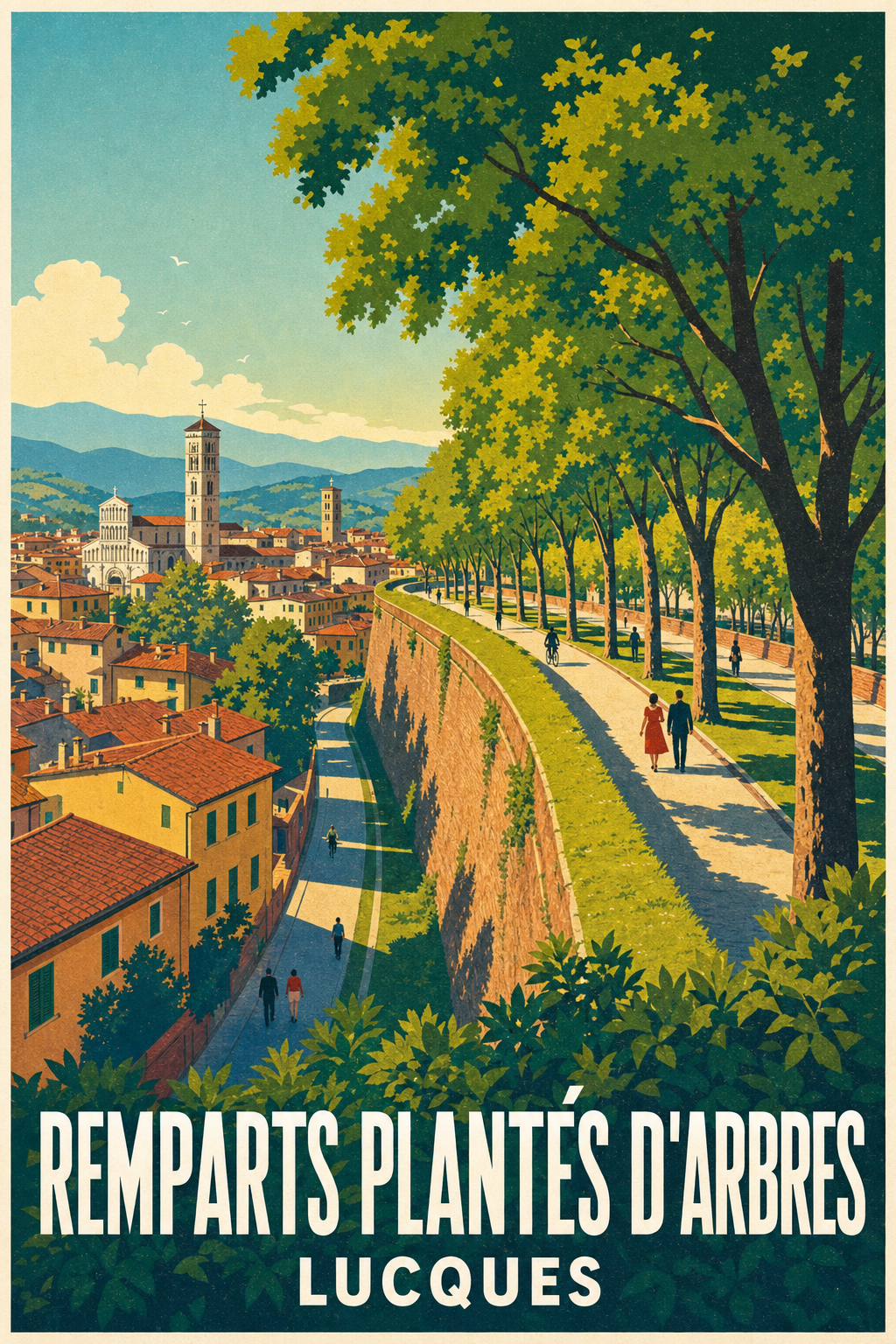 Affiche de Lucques, poster remparts arborés