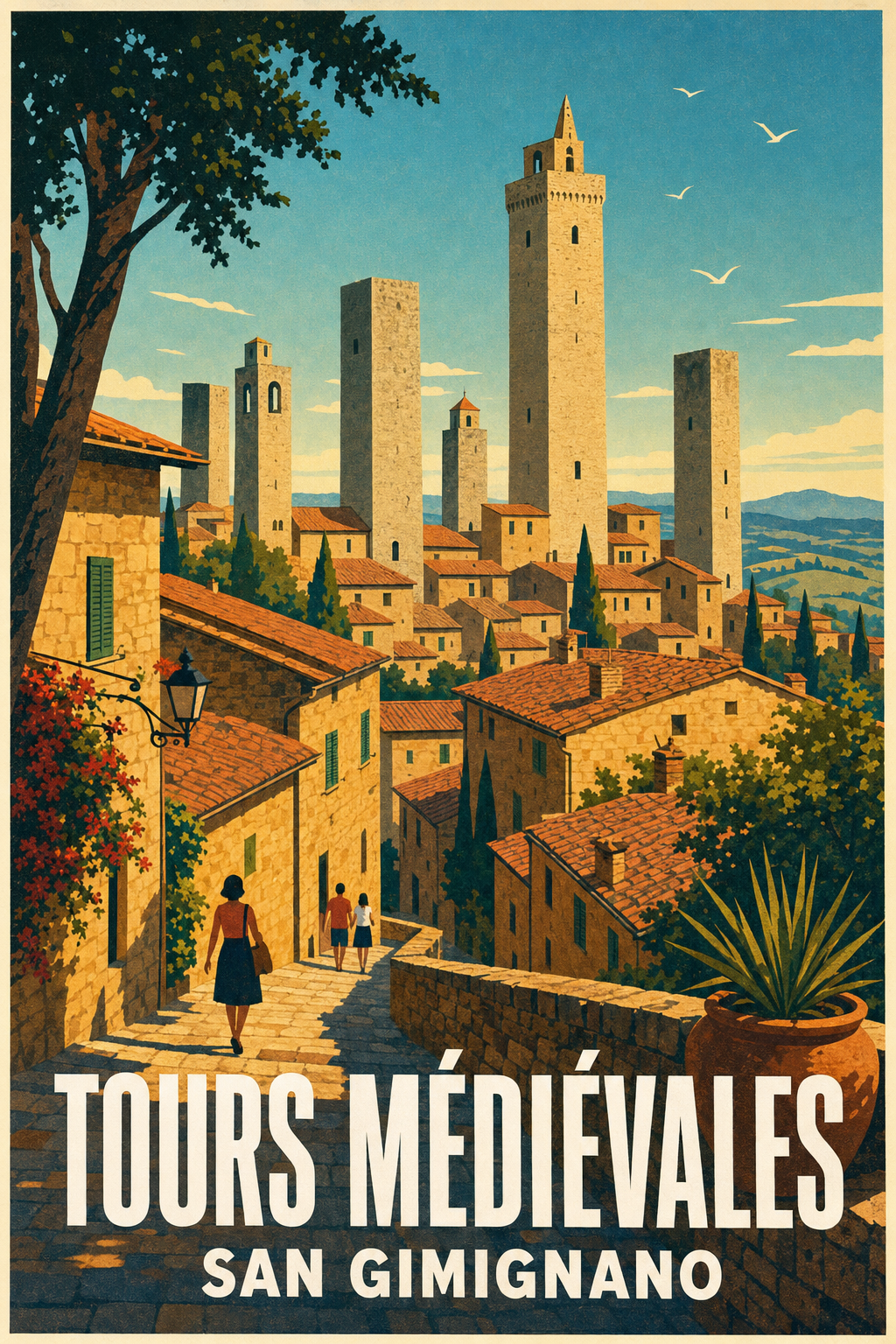 Poster de San Gimignano, tours médiévales