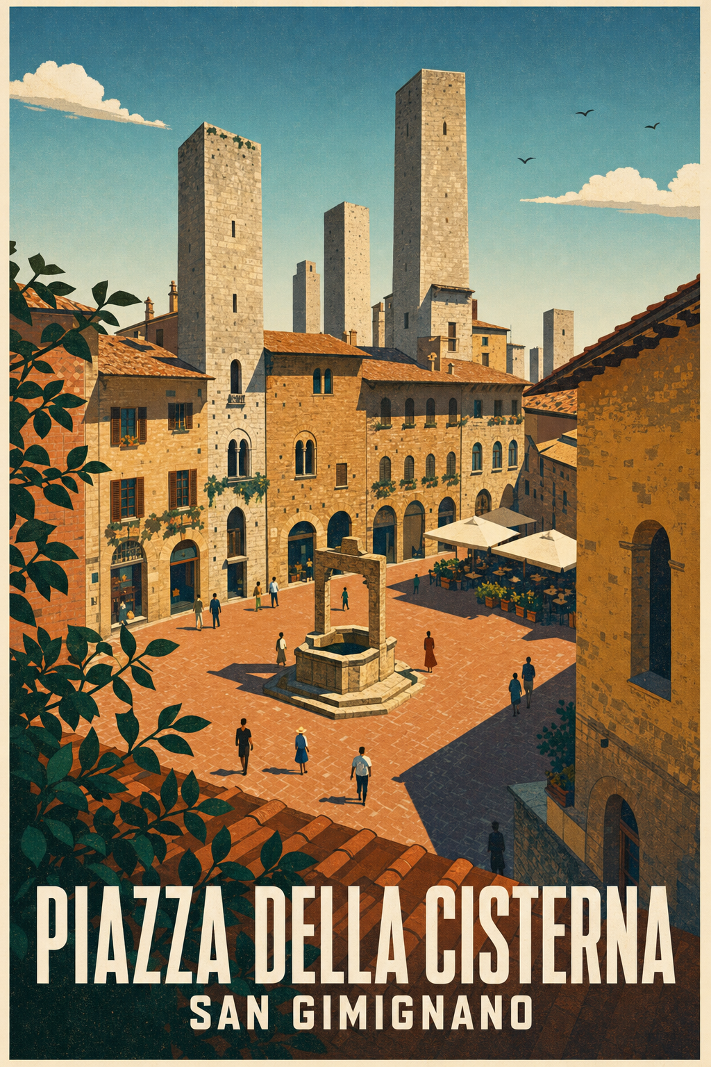 Affiche de San Gimignano, poster Piazza della Cisterna