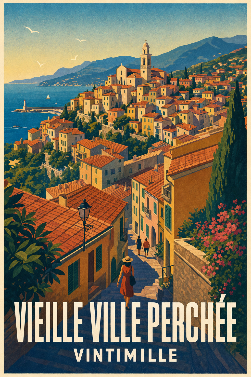 Poster de Vintimille, affiche vieille ville perchée